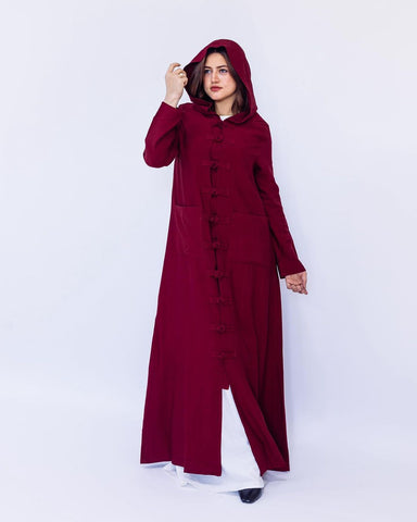 Japanese Style Dress - Burgundy Kimono