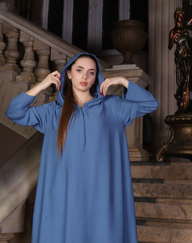 Linen Kaftan with Hood & Long Sleeves – Available from Small to 3XL