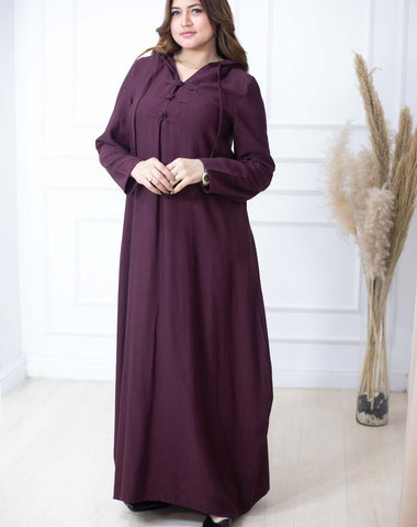 Linen Kafftan With Hand Made Buttons And Hodie