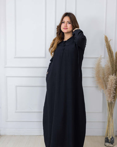 Handmade Buttoned Linen Kaftan with Side Pockets – Purple, Beige & Black | All Sizes