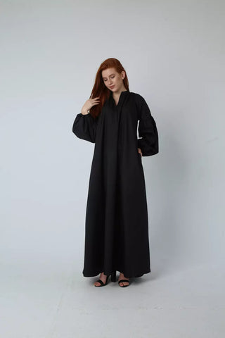 Oversized Varna Dress with Balloon Sleeves & Side Pockets