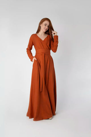 Wrap Linen Maxi Dress