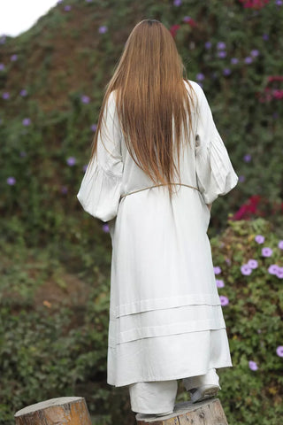 Off White Linen Special Cardigan & Pants