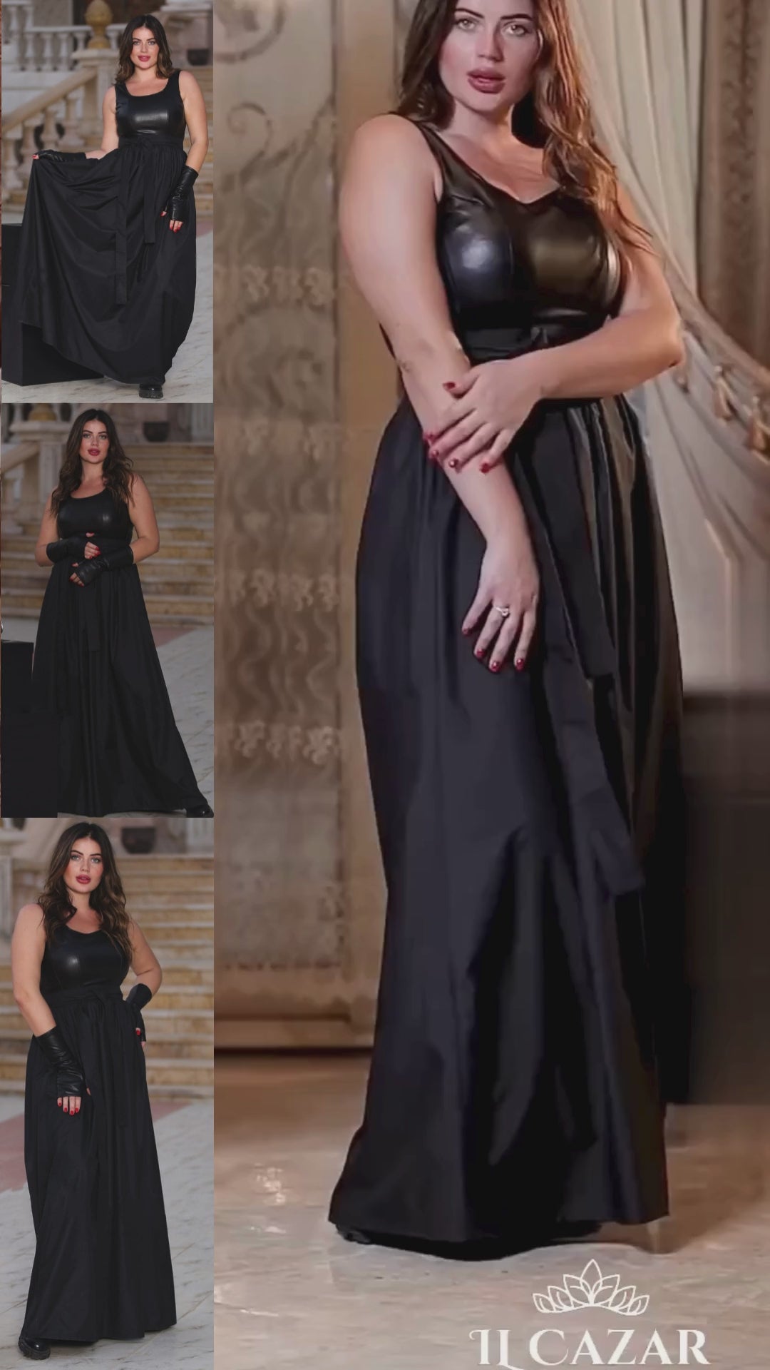 Padded Leather Dress with Velvet Lining + Wide Belt – With Optional Matching Gloves