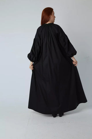 Oversized Varna Dress with Balloon Sleeves & Side Pockets