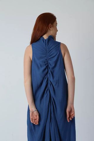 Ruched Maxi Dress - Linen| Reversible Linen Dress with Adjustable Drawstring – Wear It Your Way