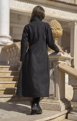 Dark wrap coat - Wool