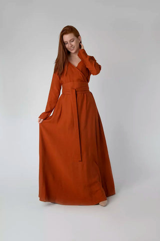 Wrap Linen Maxi Dress