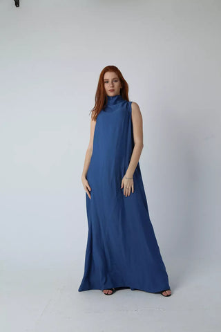 Ruched Maxi Dress - Linen| Reversible Linen Dress with Adjustable Drawstring – Wear It Your Way